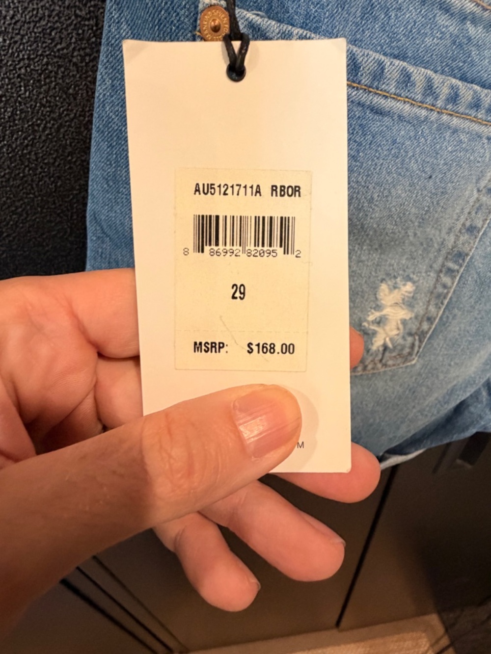 7 For All Mankind Distressed Denim Shorts Size 29 NWT Mid Rise Cuffed MSRP $168 - Picture 3 of 5
